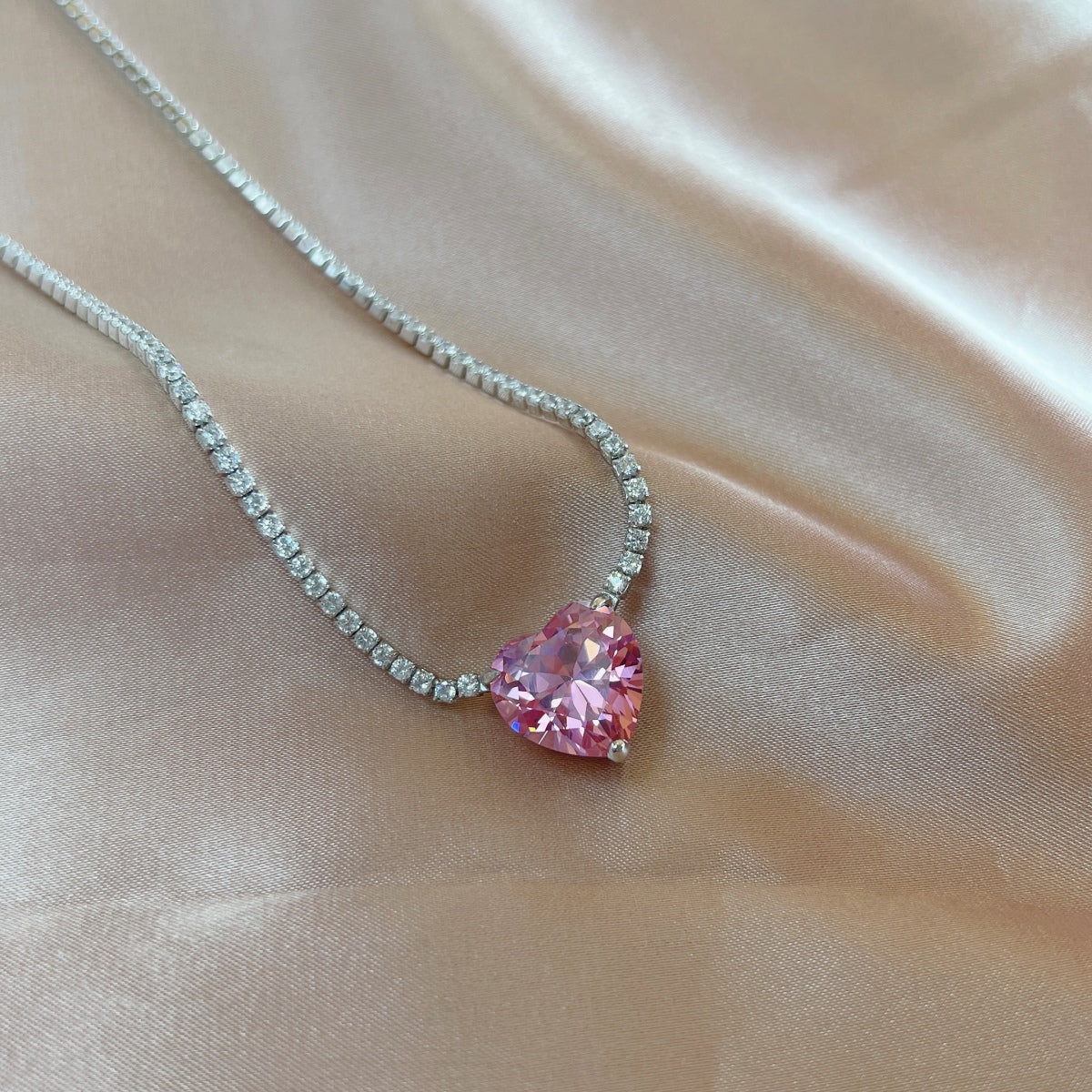 Pink Radiant Heart Necklace