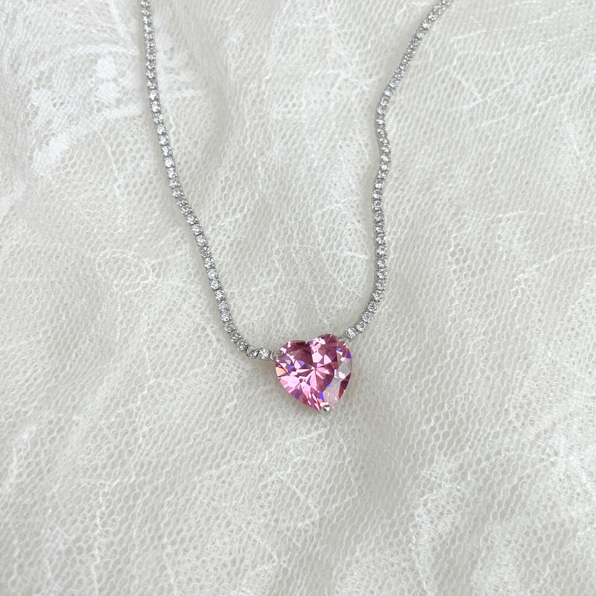 Pink Radiant Heart Necklace