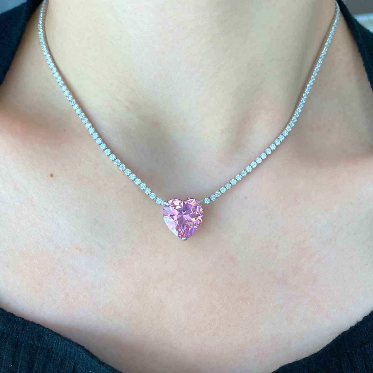 Pink Radiant Heart Necklace