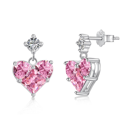 Princess Pink Heart Earrings