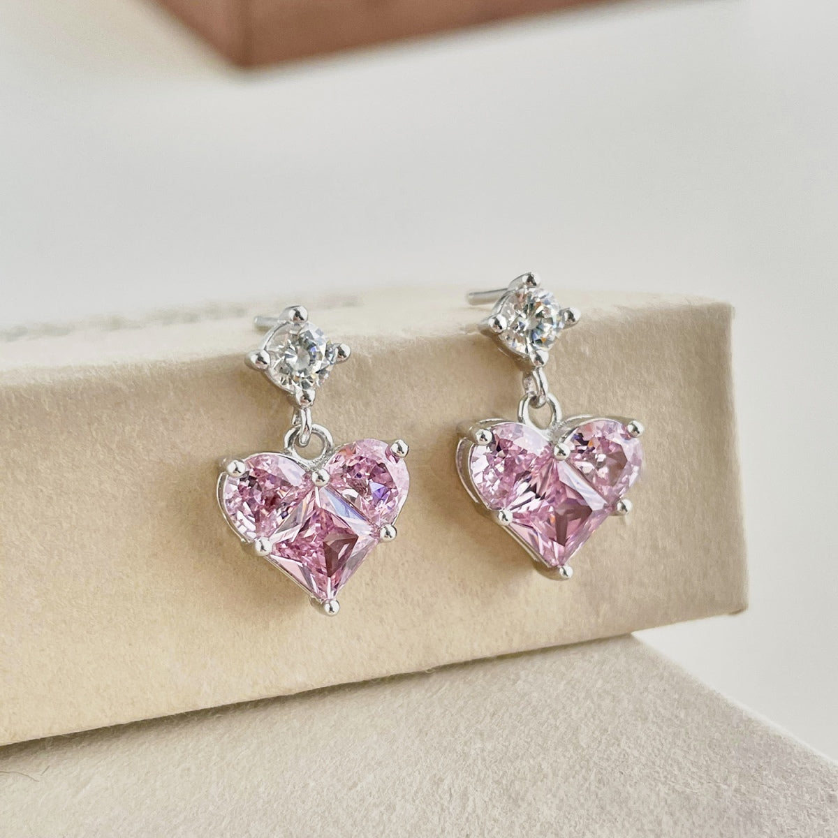 Princess Pink Heart Earrings